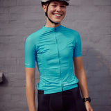 ES16 Cykeltrøje Stripes Light blue - Women